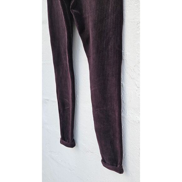 Vintage 90s Equestrian Design Leggings Small Brown Velvet Ribbed Pull On Cuffed - Picture 4 of 12